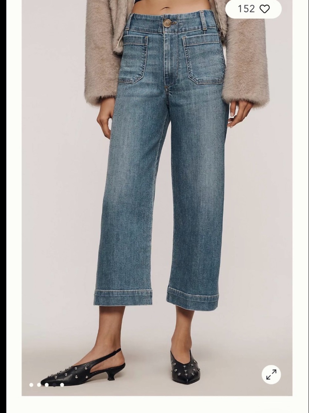 Anthropologie Maeve Colette Wide-Leg Crop Jeans in Medium Blue